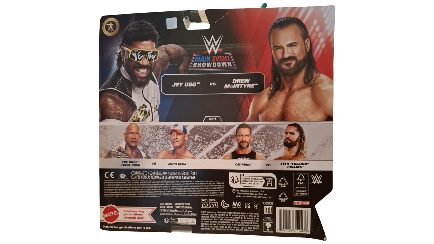 Mattel WWE Main Event Showdown Jey Uso vs Drew McIntyre 2er Set Serie 23 OVP