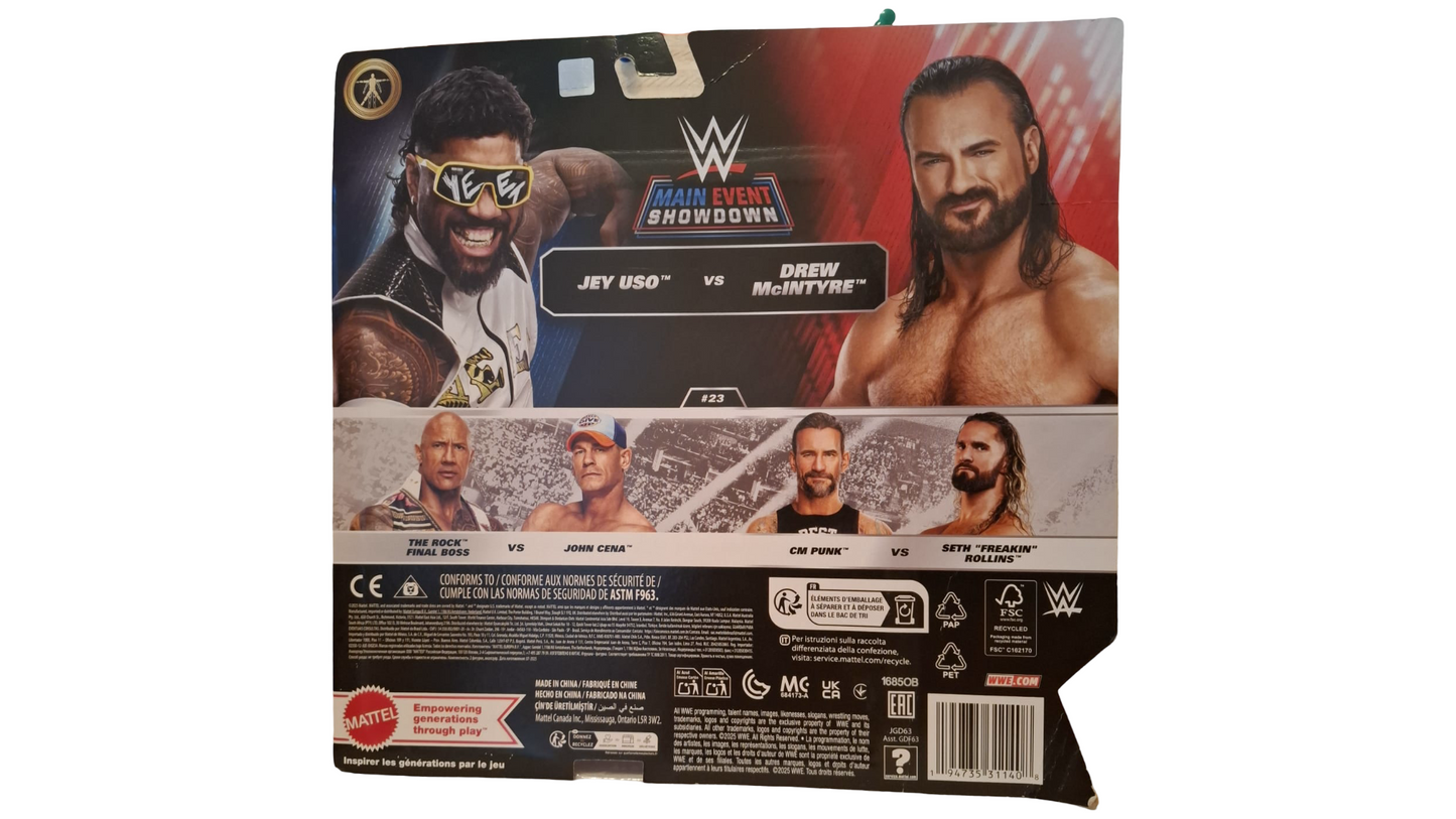 Mattel WWE Main Event Showdown Jey Uso vs Drew McIntyre 2er Set Serie 23 OVP