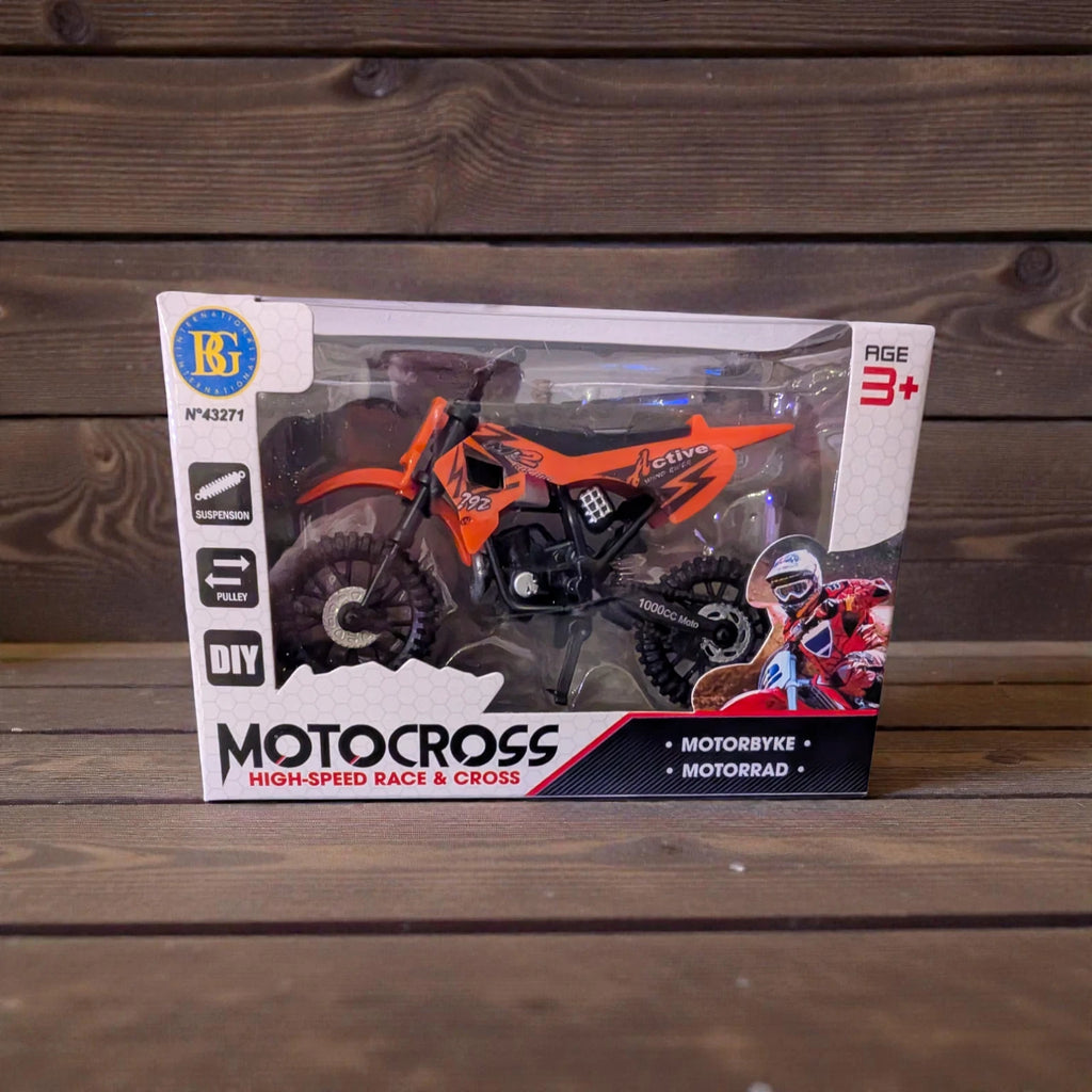 Motocross Motorrad Spielzeug – orange – Mit Federung & Ständer – Neu OVP