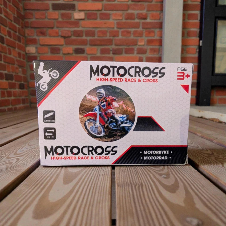 Motocross Motorrad Spielzeug – orange – Mit Federung & Ständer – Neu OVP