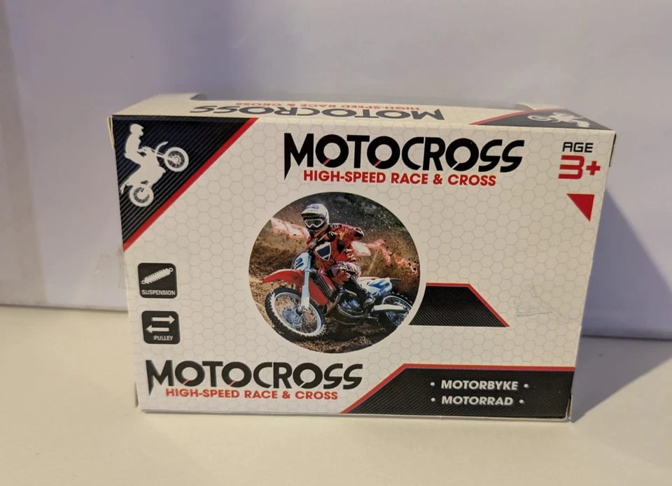 Motocross Motorrad Spielzeug – Blau – Mit Federung & Ständer – Neu OVP